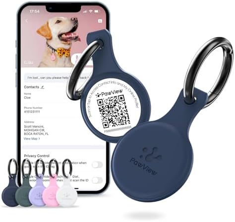 Silent Silicone Dog Tags Personalized for Pets, Scan QR for Instant Location Alerts, Emergency Contact and Modifiable Pet Profile, Waterproof, 1 Pack (Blue)