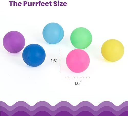 Catstages Replacement Balls for Cat Track Toys, Multicolored, 1.6", 6-Pack | Lightweight Cat Toy Balls, Compatible with Tower of Tracks and Most Catstages Cat Track Toys
