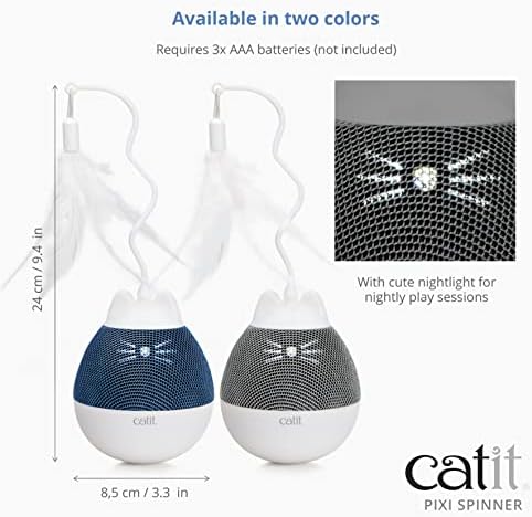 Catit PIXI Spinner, Treat Dispensing Cat Toy, Blue