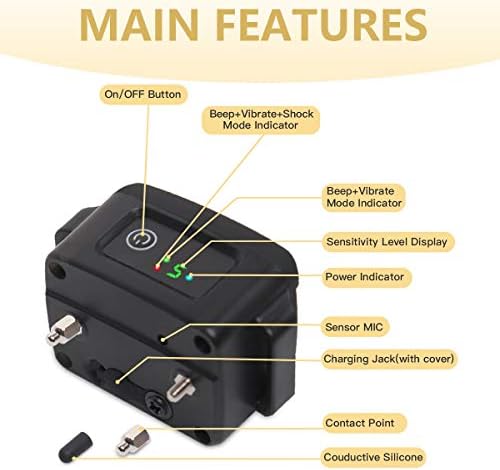 Bark Collar for Small Medium Large Dogs 8-120 Lbs, Rechargeable Shock Anti Bark Collar with Beep Vibration, Smart Triggering Technology, Multiple Sensitivity Levels and Training Modes