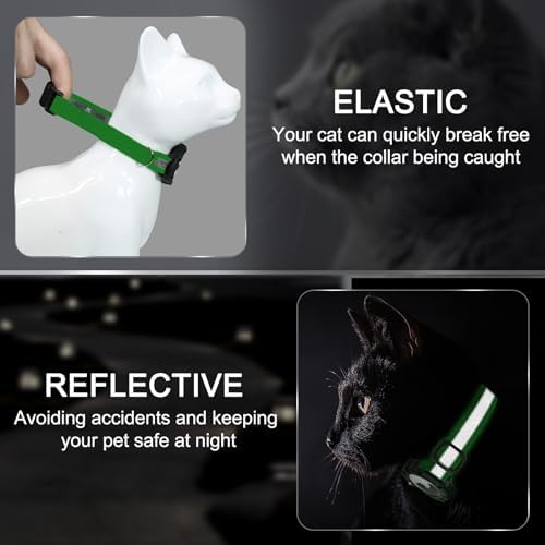 Reflective AirTag Cat Collar, Integrated Cat Collar with Air Tag Holder | Built in AirTag Holder, Adjustable 7-13in for Cats, Kittens and Puppies, Safety Elastic Band, Reflective for Night Walking