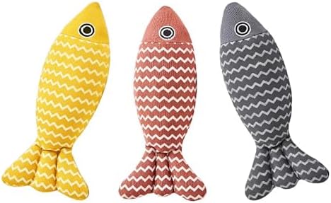 Catnip Fish Cat Toys 3 Pack – Interactive Linen Kicker Toys with Organic Catnip, Durable Bite and Scratch Play for Indoor Cats, Stress Relief and Hunting Instincts