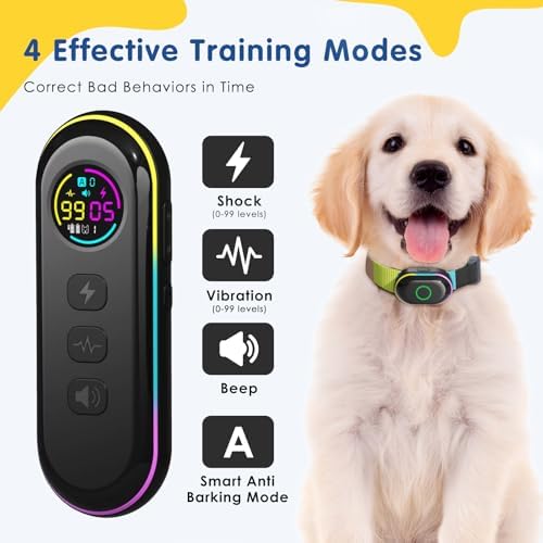 2-in-1 Dog Shock Collar and Bark Collar for Dogs– 2000FT Dog Training Collar with Remote, IP67 Waterproof e Collar with Anti-Bark/Beep/Vibration/Shock Modes for Small Medium Large Dog