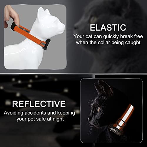 Reflective AirTag Cat Collar, Integrated Cat Collar with Air Tag Holder | Built in AirTag Holder, Adjustable 7-13in for Cats, Kittens and Puppies, Safety Elastic Band, Reflective for Night Walking