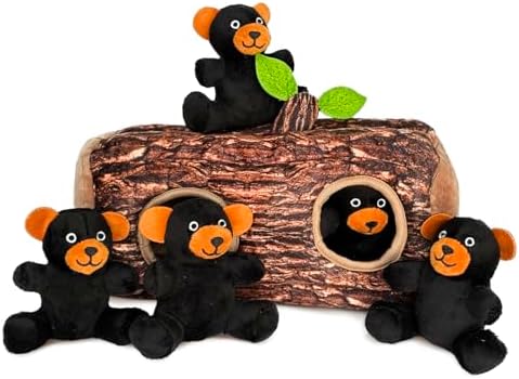 Laifug Hidden Bear Plush Dog Toy, Interactive Barking Dog Toy Playing Hide and Seek, Five in One Bear, Plush Puzzle, Suitable for Dogs of All Stages (Brown, XL)