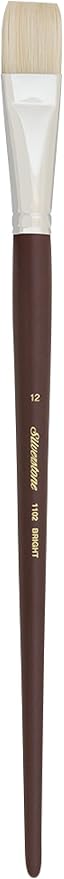 Silver Brush Limited 1102-12 Silverstone Bright Paintbrush for Oil Painting, Size 12, Long Handle