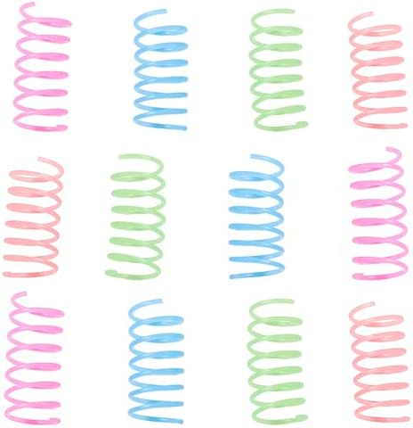 Fashion's Talk 12PCS Glow-in-The-Dark Springs Cat Toys for Indoor Cats,Jelly Color Interactive Play Kitten Toys for Chase and Exercise