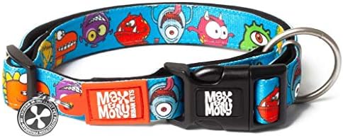 Max & Molly Smart ID Dog Collar with Gotcha! QR Safety Tag and Custom Pet Profile, Soft Padded Neoprene, Waterproof, Monsters, XS (9-14")