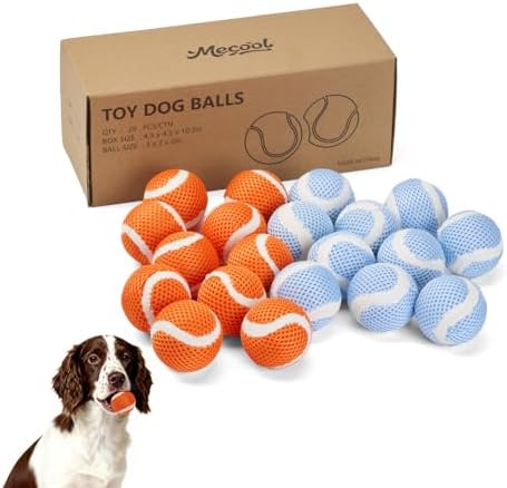 MECOOL Tennis Balls for Dogs 2.0in 20PCS Fetch Interactive Dog Balls Durable Toys for Cleaning Teeth Indoor/Outdoor Playing for Small and Middle Dogs(Blue and Orange)
