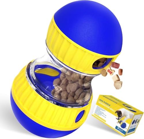 Dog Puzzle Toy Adjustable Treat Dispensing Ball Food Dispenser Tough Slow Feeder Puppy Enrichment Training Toy Pet Interactive Chase Toys for Small Medium Large Dogs⁠