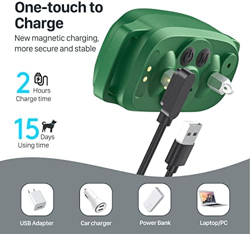 FAFAFROG Dog Bark Collar, Rechargeable Smart Collar, Anti Barking Training Collar with 5 Adjustable Sensitivity Beep Vibration, Bark Collar for Large Medium Small Dogs (Green)