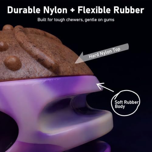 MECOOL 2PCS Durable Dog Chew Toys, Squeaky Chew Ball & Treat Dispensing Toy, Tough Nylon Ends & Natural Rubber for Aggressive Chewers, Interactive Puzzle Toys for All Breed Dogs,Bacon Flavored,Purple