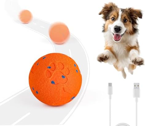 ALL FOR PAWS Interactive Dog Ball Toys, Smart Motion-Activated 2-Mode Automatic Bouncing Ball, E-TPU Material, USB Rechargeable, Enrichment Mental Stimulation Toy for Medium Large Dogs, 3.3 Inches