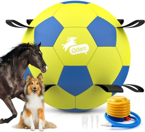 QDAN 25 Inch Herding Ball for Dog with Straps, Outdoor Dog Toys for Herding | Interactive Large Dog Herding Ball Chasing Training, Dog Ball for Border Collie, Australian Shepherd, Blue Heeler & Horses