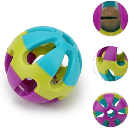 Hypeety Parrot Ball Toy Plastic Colorful Bird Chew Ball with Bells for Cage