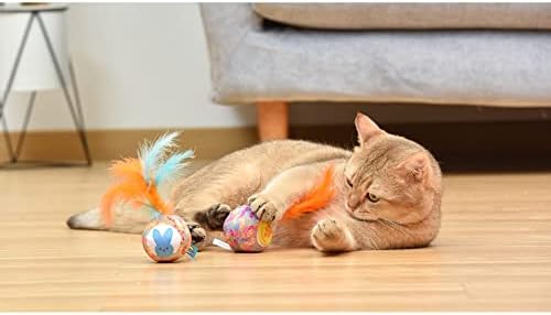Peeps for Pets Jingle Bell Blue Bunny and Yellow Chick Catnip Cat Toys, 4''- 2 Count | Cat Toy Set with 2 Cat Toys | Catnip Cat Toys Feather Cat Toys Cat Bell Toy, Orange & Pink