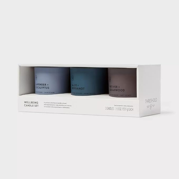 Threshold 3pk Candle Gift Set - Lavender and Eucalyptus + Aloe and Bergamot + Vetiver and Cedarwood Scent