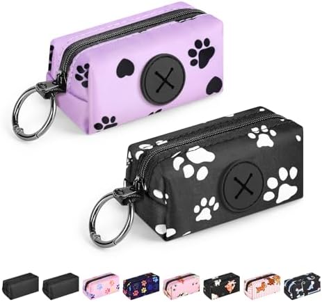 2pack Dog Poop Bag Holder Zippered Pet Waste Bags Dispenser