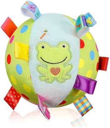 Letalong Dog Squeaky Plush Toy with Straps, 6-Inch Soft Stuffed Ball with Cotton Material and Bell Built-in, Pet Interactive Fetch Toy for Small to Large Dog