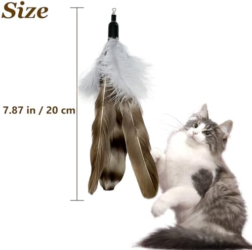 Cat Feather Toys Refills Da Bird Feathers Refills, 8 Pieces Cat Wand Replacement Feathers for Cat Toy, Brown 8PCS
