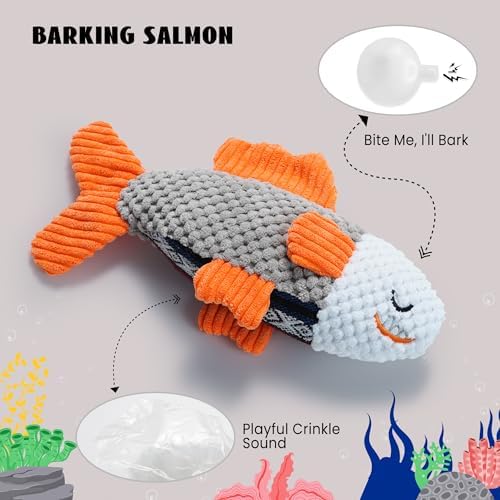 Nocciola Crinkle Squeaky Blue Octopus Dog Toy - Ocean Theme Stuffed Interactive Rope Toys for Small, Medium & Large Dogs - Durable for Aggressive Chewers (Shell)