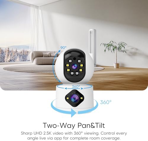 VSTARCAM 2K+2K Cameras for Home Security Indoor, Dual Cameras, 360° Pan-Tilt, Color Night Vision, Motion Detection, Real-time Alerts, 2-Way Audio, Works with Alexa,Cloud & SD Card Storage(up to 256GB)