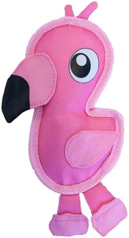 Outward Hound Fire Biterz Flamingo Plush Firehouse Material Interactive Dog Toy, Small