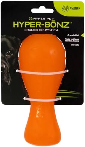 Hyper Pet Hyper-Bonz Turkey Scented Drumstick Crunch Bone, Interactive Dog Toy, 6.0" inches in Length, for All Breed Sizes