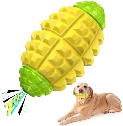 YINEYA Dog Toys for Aggressive Chewers, Tough Squeaker Dog Toys, Yellow