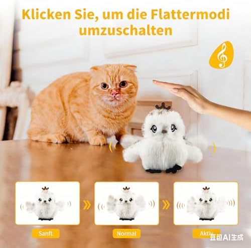 Gigwi Interactive Cat Toys for Indoor Cats, Flapping and Chirping Catnip Toys for Cat Exercise, Automatic Cat Toy with Beating Wings & Real Feather Tail, Rechargeable Cat Kicker Toy Prince
