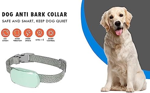 Bark Collar, Dog Bark Collar for Small, Medium and Large Dogs, with 5 Adjustable Sensitivity Beeps Vibration Shock, Waterproof Rechargeable Smart Bark Collar (Black)