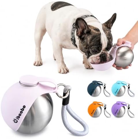 Cibaabo Portable Dog Water Bottle with Collapsible Silicone Bowl 10 oz