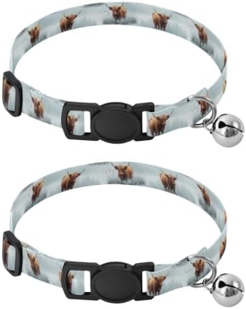 Highland Cows Kitten Collars 2 Pack Collar for Puppy Adjustable 10.6 to 17.1 Inches