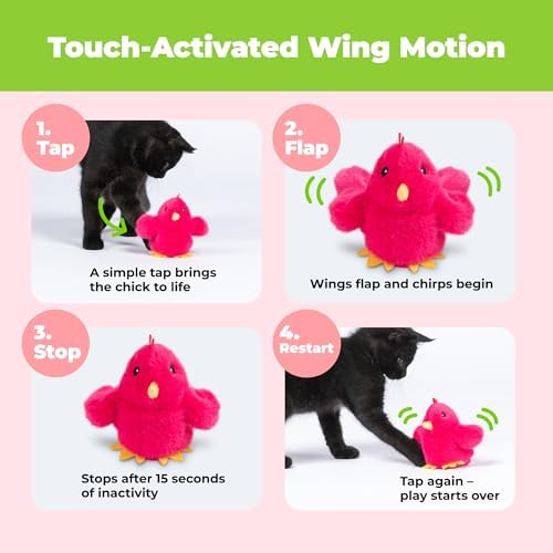 Best Pet Supplies Catify Interactive Flapping Cat Toy - Chick, Fuchsia
