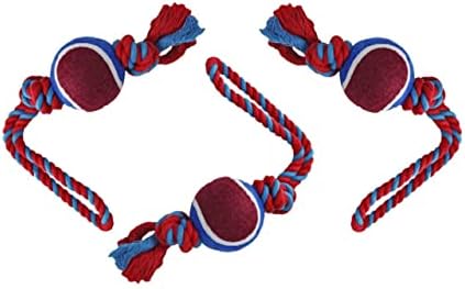 Dog Rope Toy with Tennis Ball (11”) – 3-Pack Red