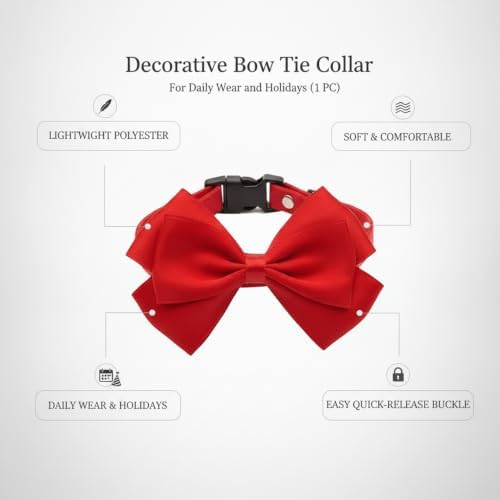 Lightweight Polyester Bow Tie Collar for Walks and Photos (1 Piece)