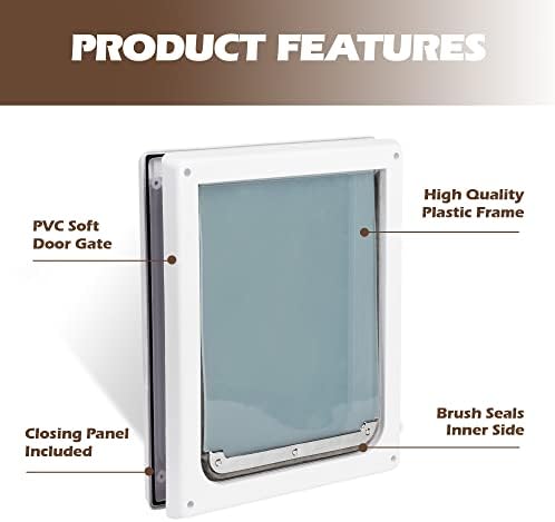Pet Flap Door 2 Ways Locking Dog Wall Entry Pet Door with Transparent Flap for Dogs (Medium)