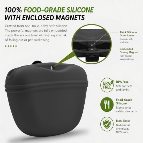 AUDWUD Silicone Dog Treat Pouch with Clicker Magnetic Closure Secure Clip
