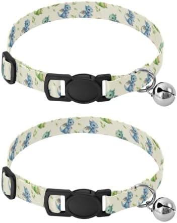Cute Dragons Green Blue Cats Collar 2 Pack Soft Cat Collar Adjustable Length 10.6" to 17.1"