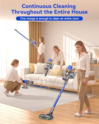 H9 Cordless Vacuum Cleaner, 700W 58kPa 90 Mins Runtime Stick Vacuum, Self-Standing Wireless Vac with 6 Green LEDs, Anti-Tangle Brush for Home, Pet Hair, Carpets & Hard Floor