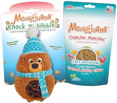 Meowijuana Knock 'n' Nibble Toy & Treat Bundle | Winter Buddy & Seafood