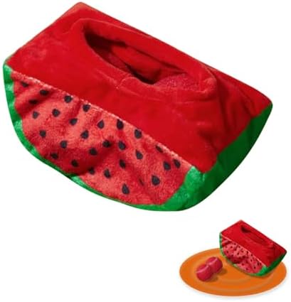 Andiker Dog Squeaky Toy with Plush Crinkle Fabric and Puppy Tennis Balls Inside, Cute Fruit Shapes Creative Dogs Chew Toy Interactive Dog Toys for Indoor Dogs Chasing Chewing Entertaining (Red)