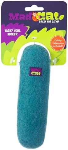 Mad Cat Wacky Wool Crinkle Kicker Catnip and Silvervine Cat Toy, Pack of 1