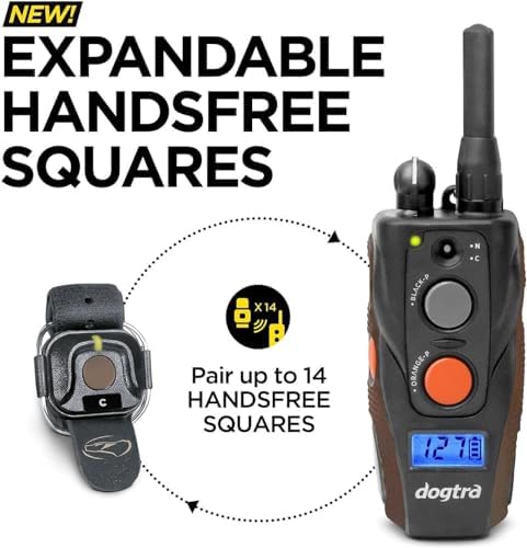 Dogtra 1902S HANDSFREE Plus Boost and Lock, Remote Dog Training E-Collar, HANDSFREE Square, 3/4-Mile Range, Rechargeable, Waterproof, High-Output, 2 Dog System, eCollar for Medium, Large Dogs