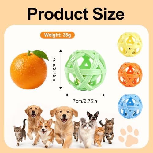 4-Pack Balls with Inside Bell, Non-Toxic Toys for Small Dogs & Puppies