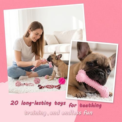 20 Pack Puppy Teething Chew Toys for Small Dogs, Bulk Dog Toys for Puppies