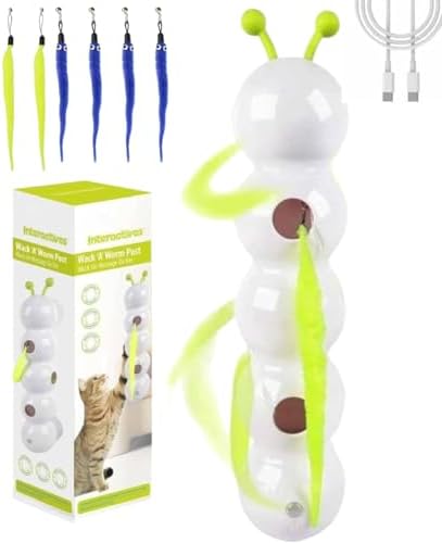 Caterpillar Cat Toy,Interactive Smart Cat Toy, Rechargeable Motion Activated Cats Toys, Bite Resistant, Automatic Kitten Toys for Bored Cats for All Ages Indoor Cat (with 4 Blue Tails)