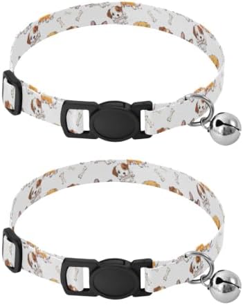 Cute Cartoon Dogs Collars for Puppies, 2 Pack Decorative Pet Collar with Bell