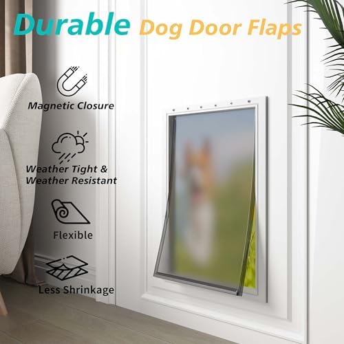 2-Pack Extra Large Dog Door Replacement Flaps with Screws | Compatible with PetSafe Freedom PAC11-11040, Flexible No-Warp Flaps, Durable Pet Door Replacement Flaps, 13 1/8" x 24 7/8"