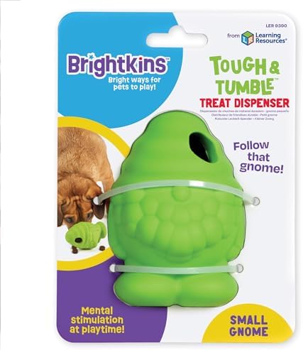 Brightkins Tough & Tumble Treat Dispenser Small Gnome - Tough Dog Toys, Interactive Puppy Toys, Puzzle Feeder for Dogs, Dog Treat Dispensing Ball, Mental Stimulation for Dogs, Enrichment Toy, Pet Toy